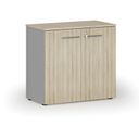 Szafa biurowa z drzwiami PRIMO GRAY, 800 x 420 x 740 mm, szary/dąb naturalny