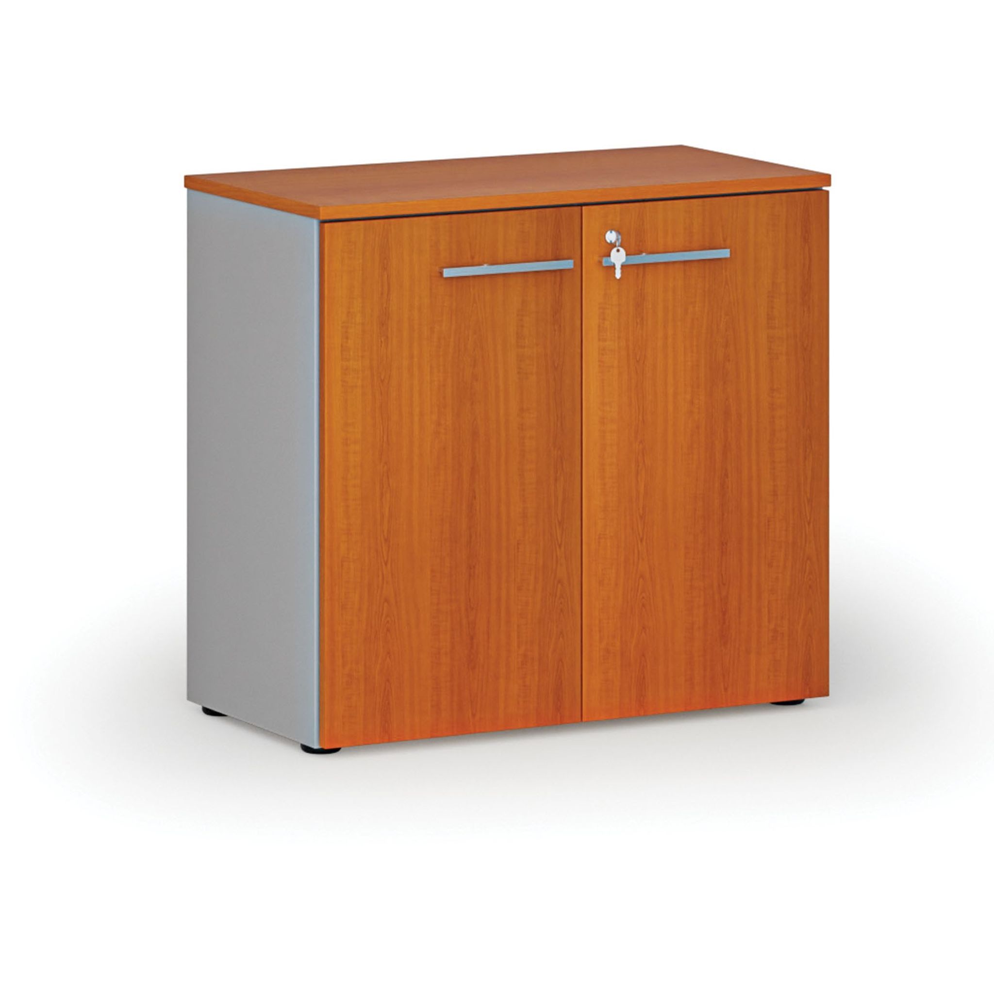 Szafa biurowa z drzwiami PRIMO GRAY, 800 x 420 x 740 mm, szary/wiśnia