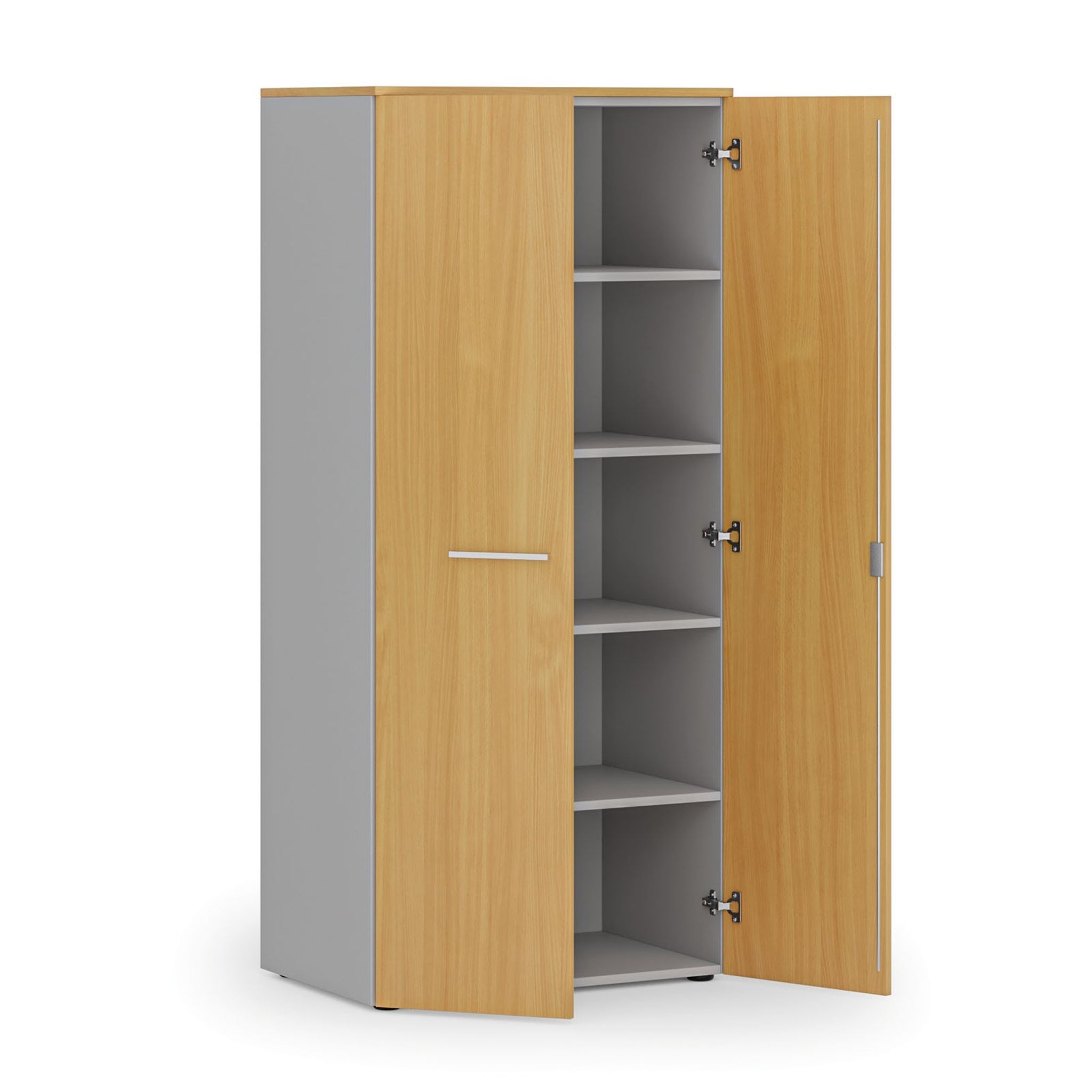 Szafa biurowa z drzwiami PRIMO GRAY, 800 x 500 x 1781 mm, szary/buk