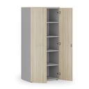 Szafa biurowa z drzwiami PRIMO GRAY, 800 x 500 x 1781 mm, szary/dąb naturalny