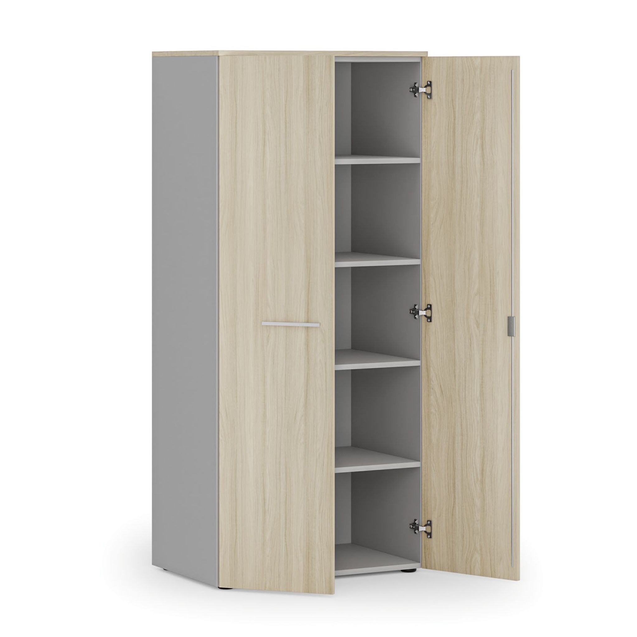 Szafa biurowa z drzwiami PRIMO GRAY, 800 x 500 x 1781 mm, szary/dąb naturalny