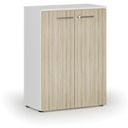 Szafa biurowa z drzwiami PRIMO WHITE, 1087 x 800 x 420 mm, biały/dąb naturalny