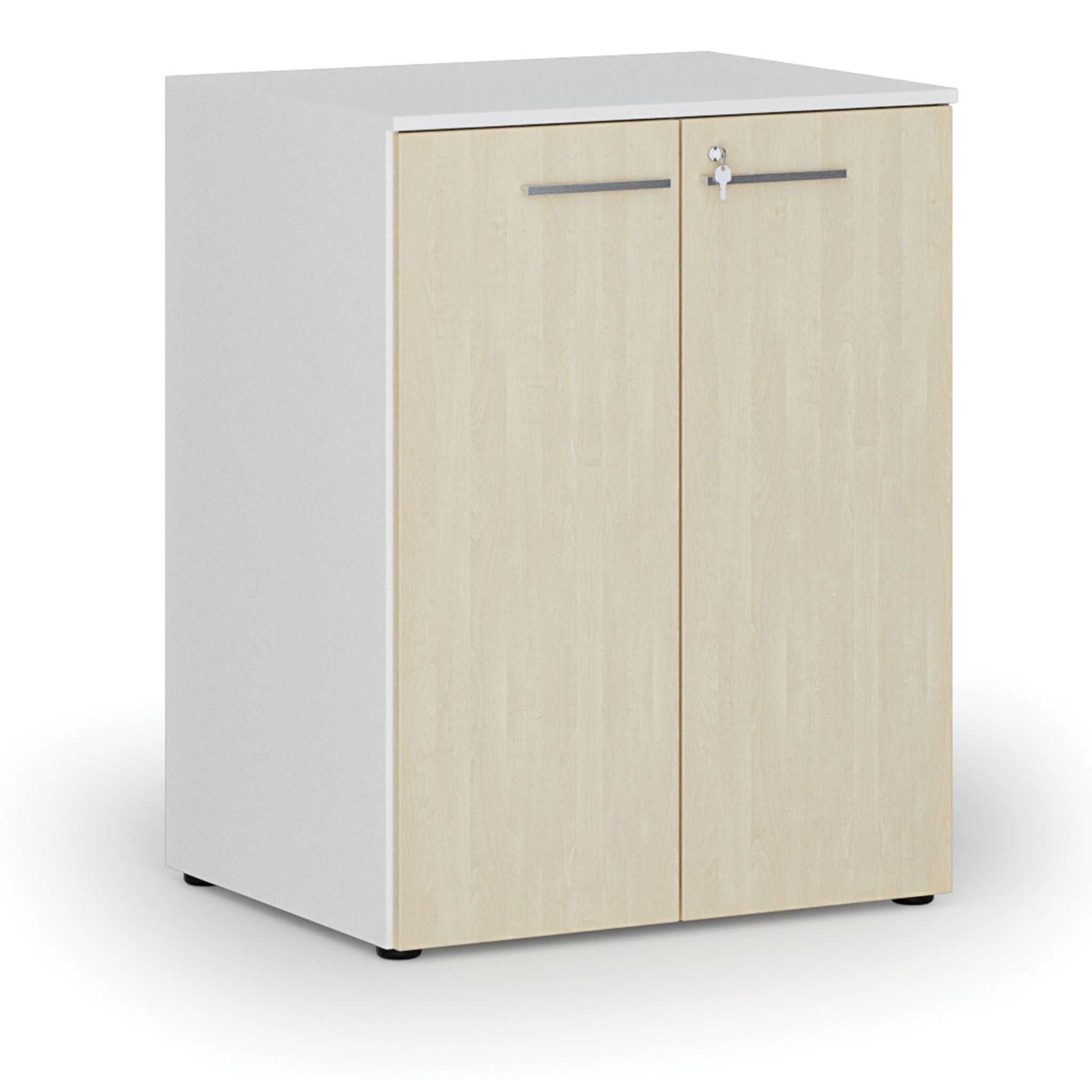 Szafa biurowa z drzwiami PRIMO WHITE, 2 półki, 800 x 640 x 1027 mm, biały/brzoza