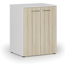 Szafa biurowa z drzwiami PRIMO WHITE, 2 półki, 800 x 640 x 1027 mm, biały/dąb naturalny