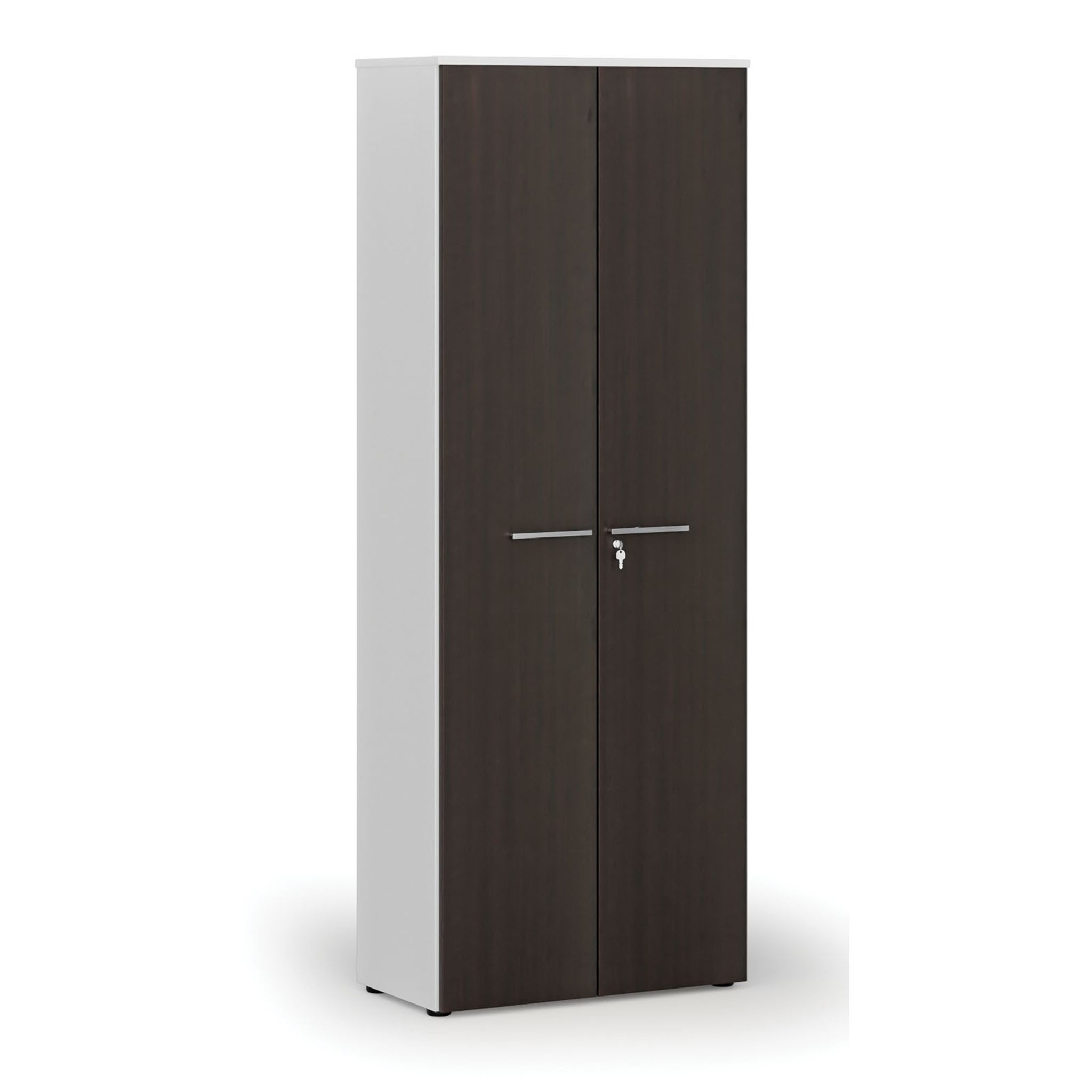 Szafa biurowa z drzwiami PRIMO WHITE, 2128 x 800 x 420 mm, biały/wenge