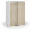 Szafa biurowa z drzwiami PRIMO WHITE, 800 x 420 x 1087 mm, biały/dąb naturalny