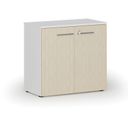 Szafa biurowa z drzwiami PRIMO WHITE, 800 x 420 x 740 mm, biały/brzoza