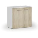 Szafa biurowa z drzwiami PRIMO WHITE, 800 x 420 x 740 mm, biały/dąb naturalny