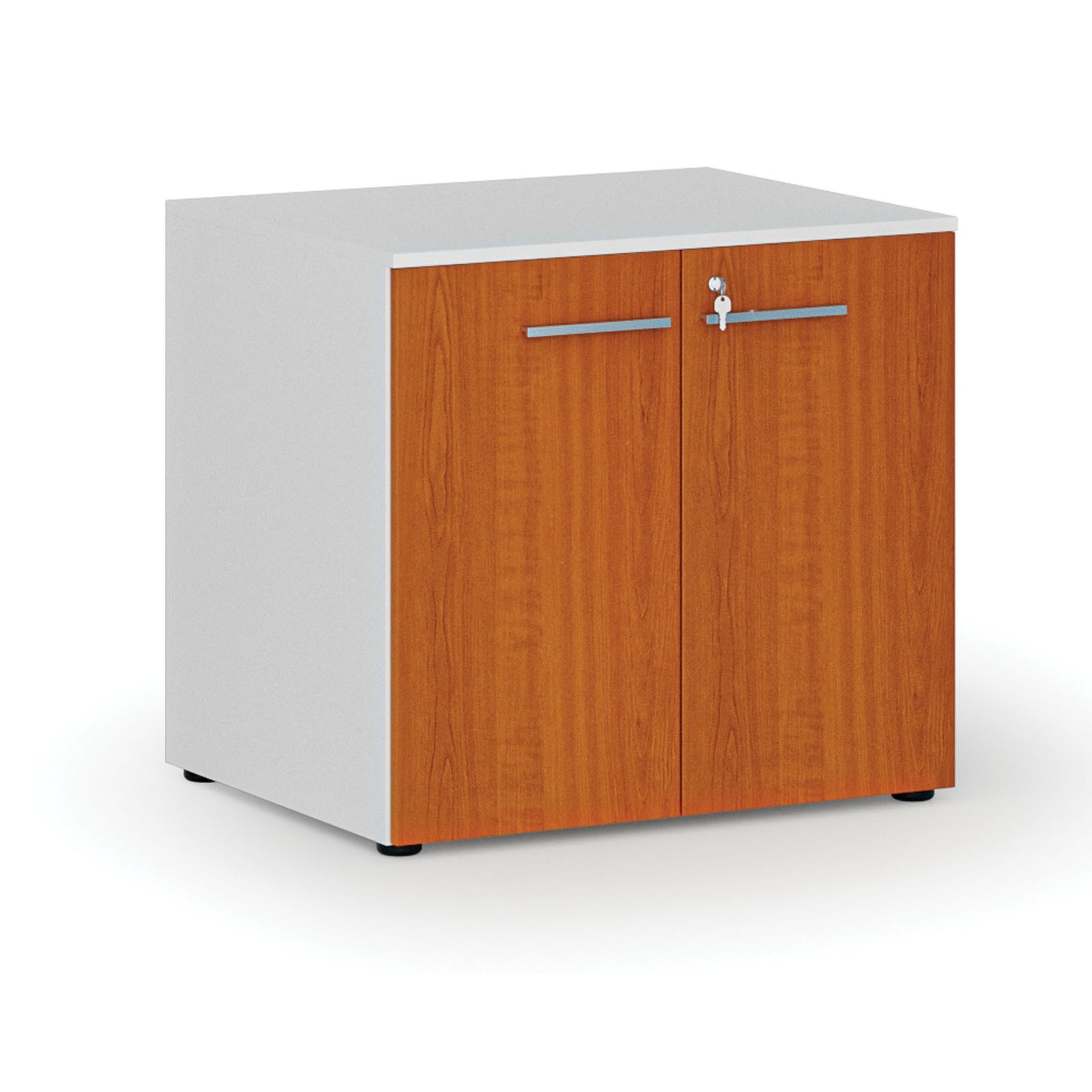 Szafa biurowa z drzwiami PRIMO WHITE, 800 x 640 x 735 mm, biały/wiśnia