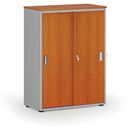 Szafa biurowa z drzwiami przesuwnymi PRIMO GRAY, 800 x 420 x 1087 mm, szary/wiśnia