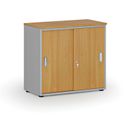 Szafa biurowa z drzwiami przesuwnymi PRIMO GRAY, 800 x 420 x 740 mm, szary/buk
