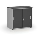 Szafa biurowa z drzwiami przesuwnymi PRIMO GRAY, 800 x 420 x 740 mm, szary/grafit