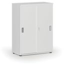 Szafa biurowa z drzwiami przesuwnymi PRIMO WHITE, 800 x 420 x 1087 mm, biały