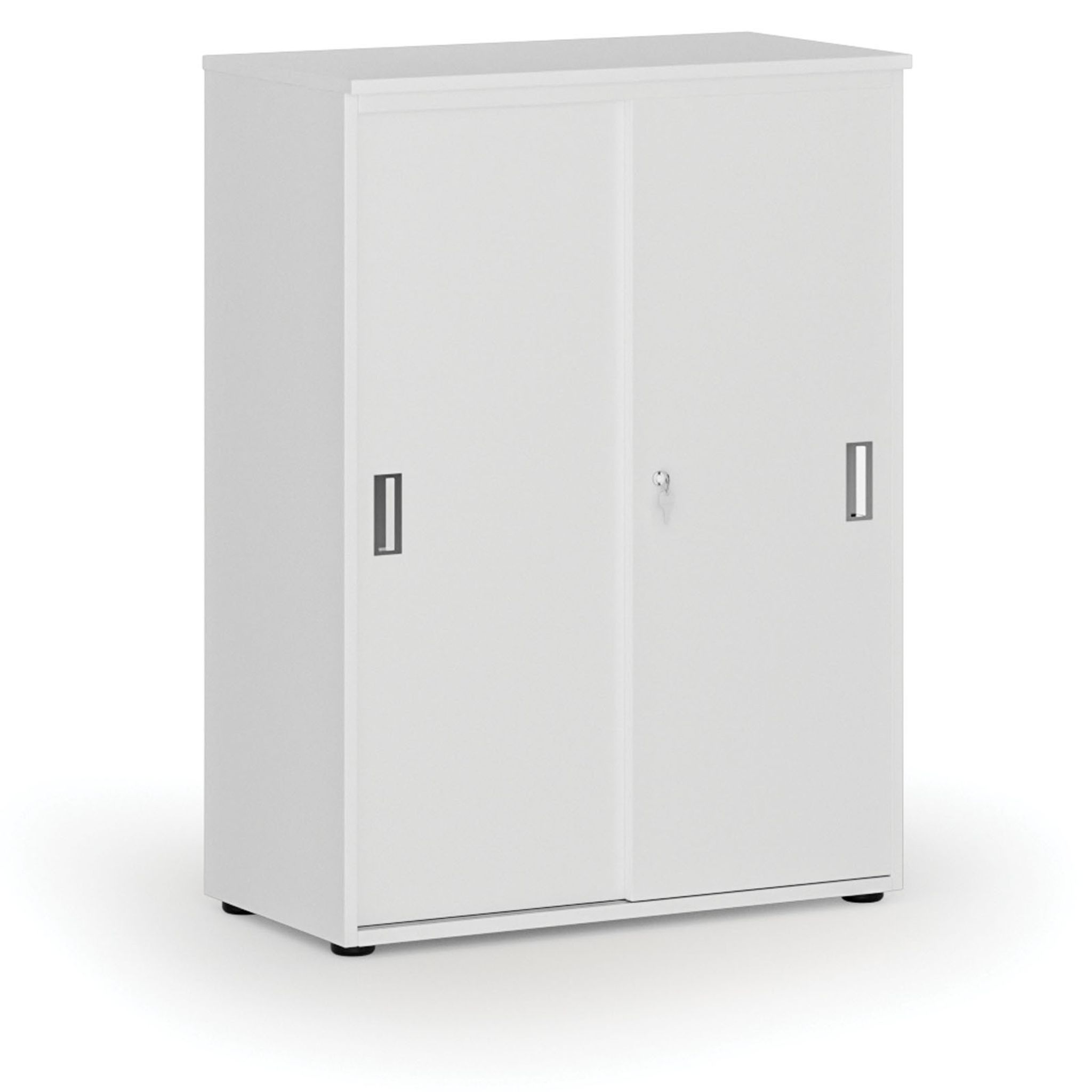 Szafa biurowa z drzwiami przesuwnymi PRIMO WHITE, 800 x 420 x 1087 mm, biały
