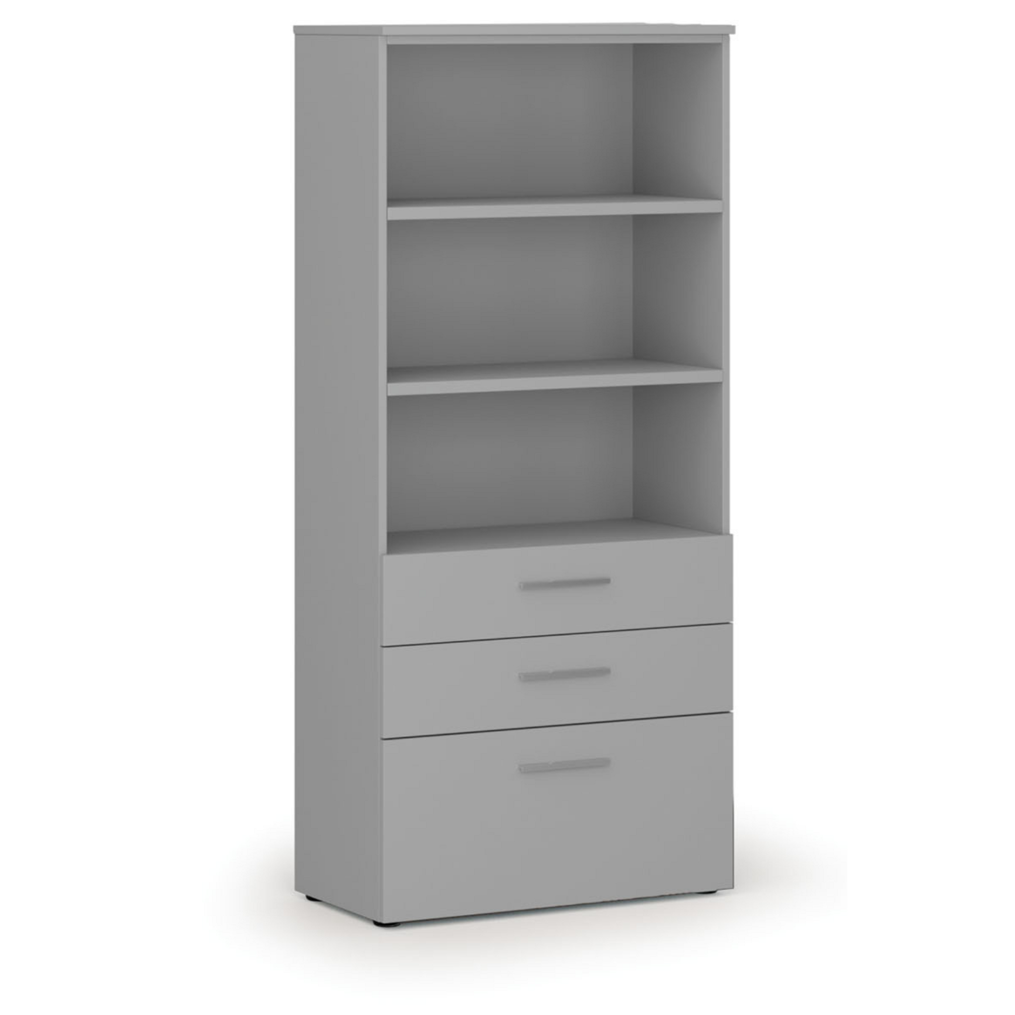 Szafa biurowa z kombinowanymi szufladami PRIMO GRAY, 800 x 420 x 1781 mm, szary
