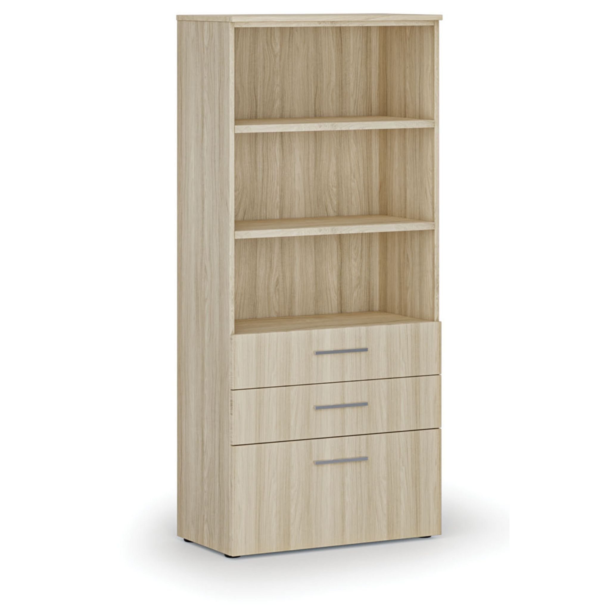 Szafa biurowa z kombinowanymi szufladami PRIMO WOOD, 800 x 420 x 1781 mm, dąb naturalny