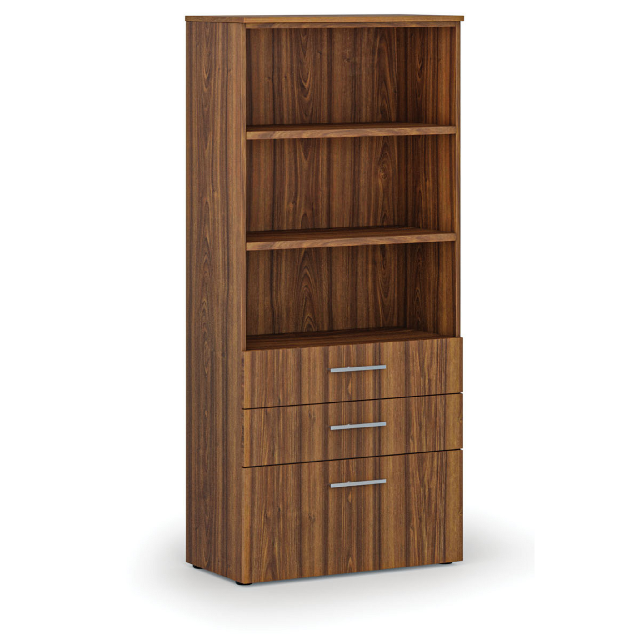 Szafa biurowa z kombinowanymi szufladami PRIMO WOOD, 800 x 420 x 1781 mm, orzech