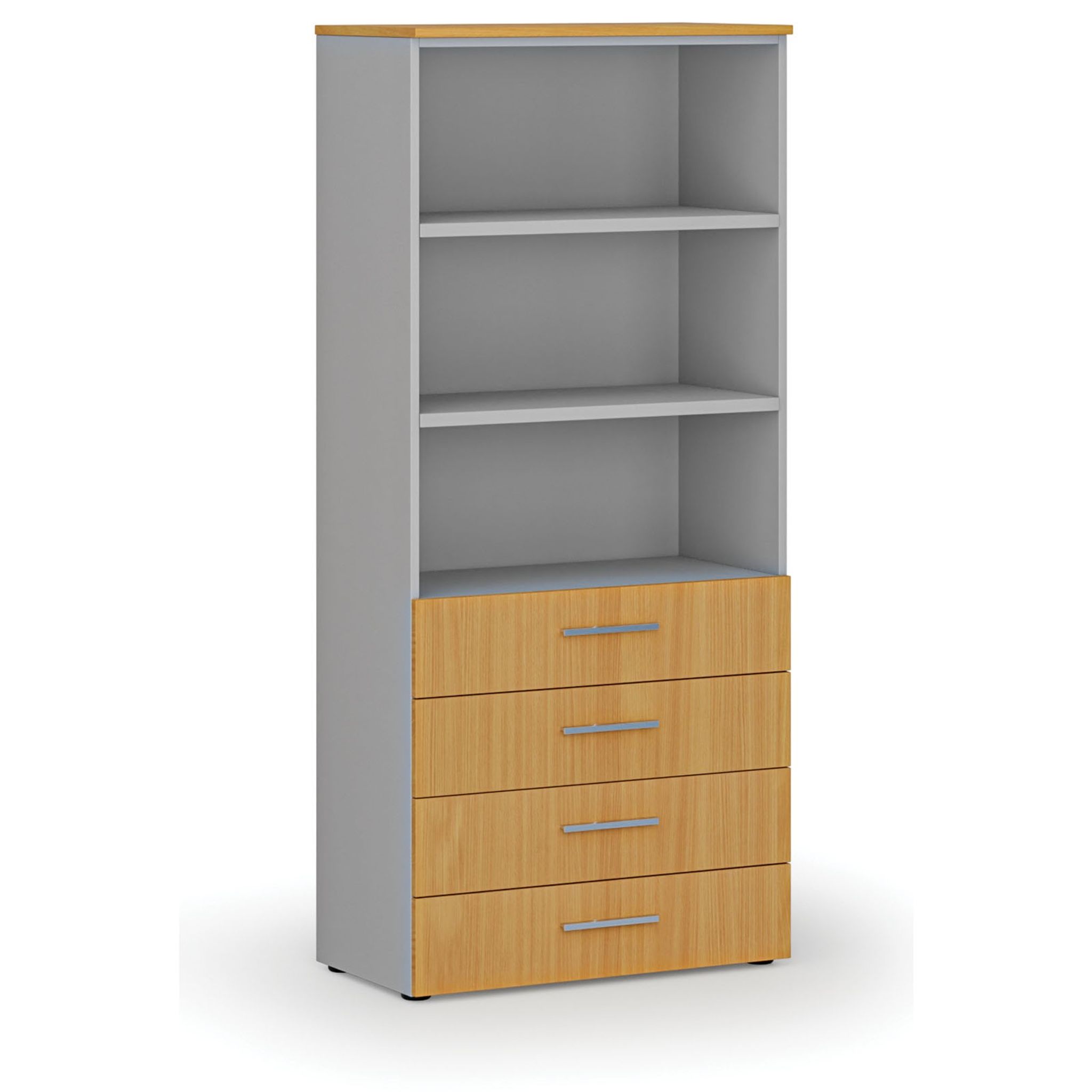 Szafa biurowa z szufladami PRIMO GRAY, 800 x 420 x 1781 mm, szary/buk