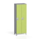 Szafa ubraniowa, 2-drzwiowa, 1750 x 600 x 400 mm, zamek obrotowy, szary/zielony