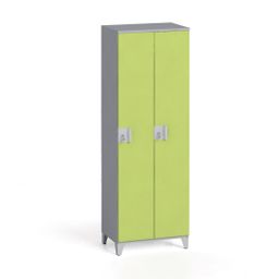 Szafa ubraniowa, 2-drzwiowa, 1750 x 600 x 400 mm, zamek obrotowy, szary/zielony