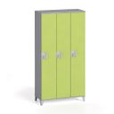 Szafa ubraniowa, 3-drzwiowa, 1750 x 900 x 400 mm, zamek obrotowy, szary/zielony