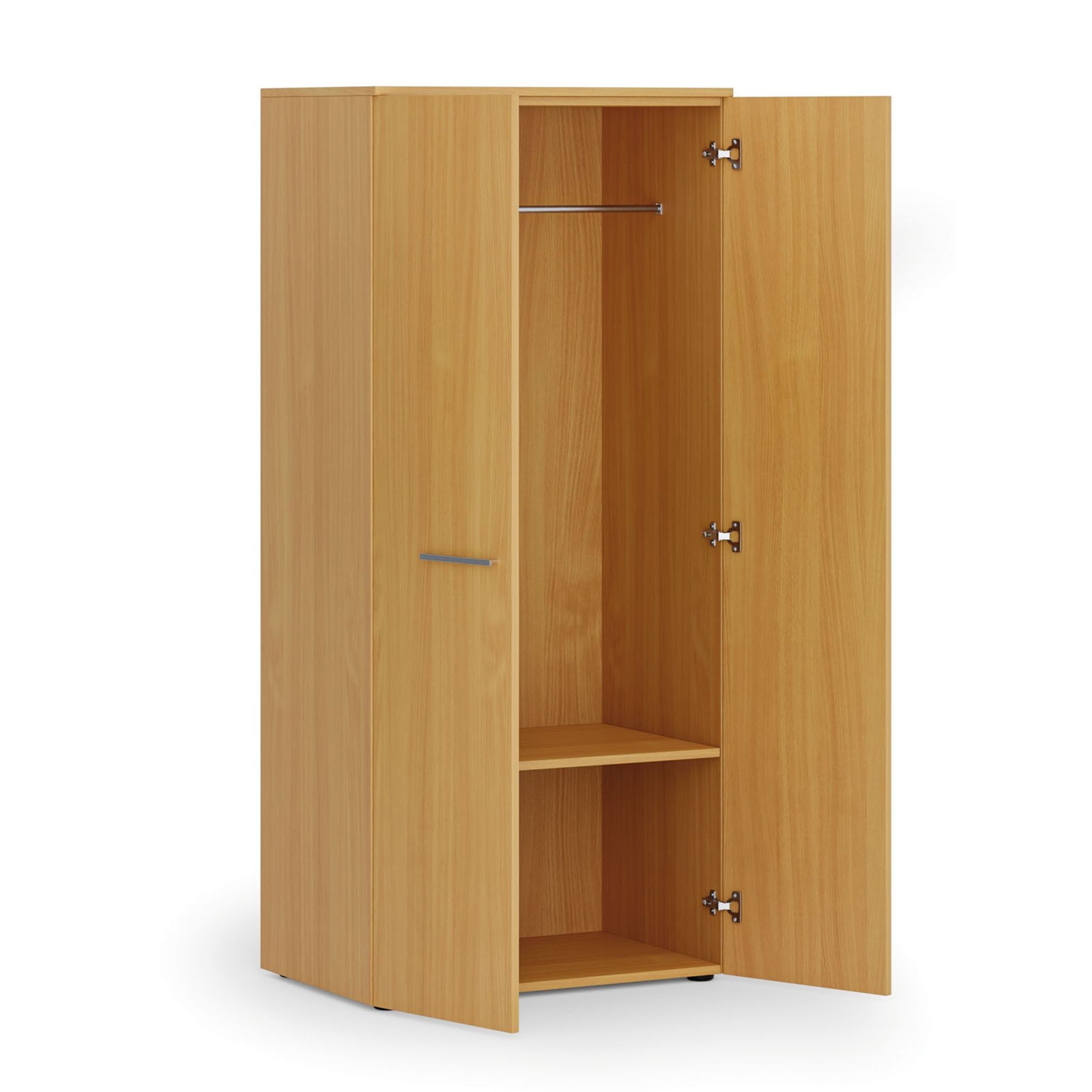 Szafa ubraniowa biurowa PRIMO WOOD, 1 półka, drążek do szafy, 800 x 500 x 1781 mm, buk