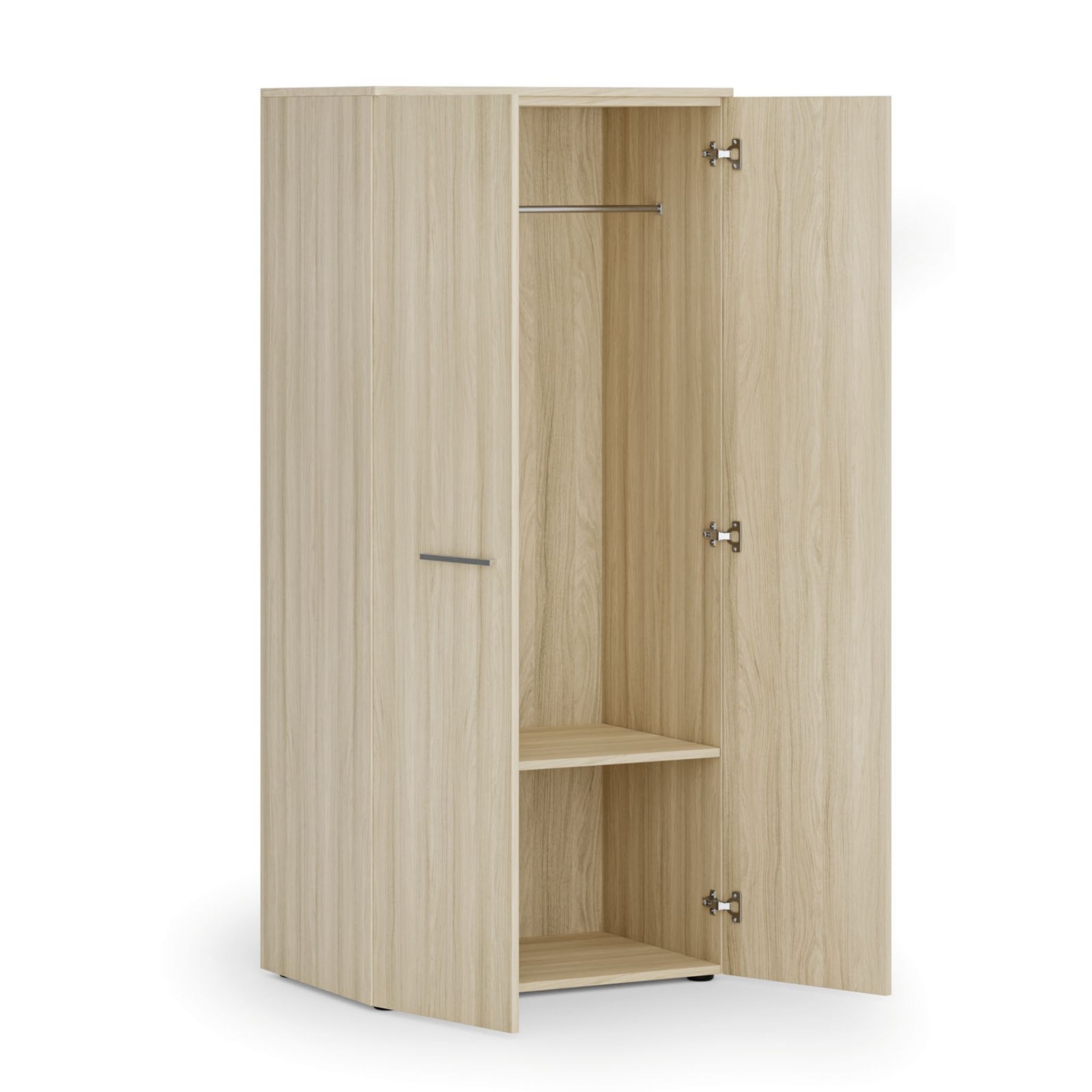 Szafa ubraniowa biurowa PRIMO WOOD, 1 półka, drążek do szafy, 800 x 500 x 1781 mm, dąb naturalny