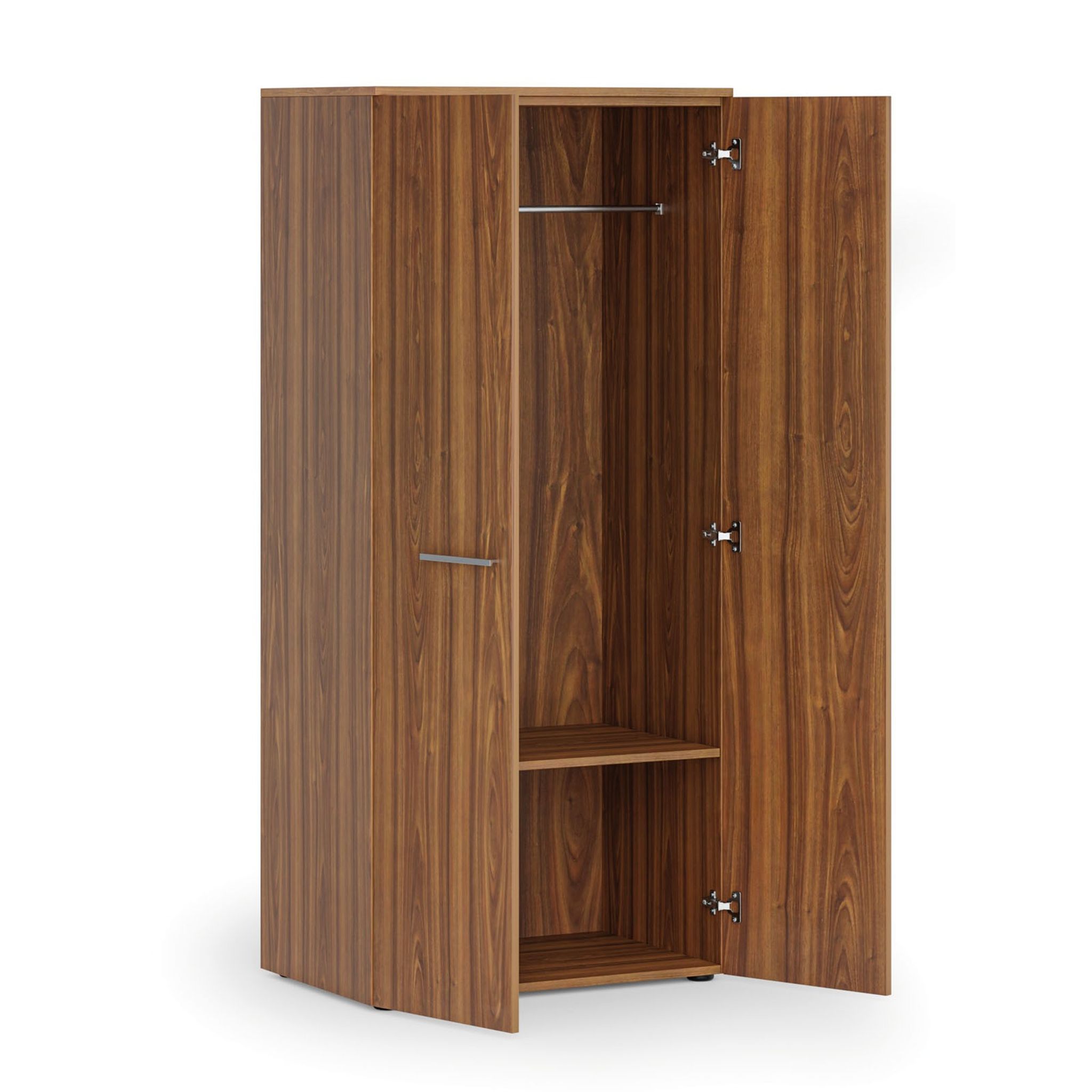 Szafa ubraniowa biurowa PRIMO WOOD, 1 półka, drążek do szafy, 800 x 500 x 1781 mm, orzech