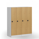 Szafa ubraniowa obniżona 2-drzwiowa, 1500 x 600 x 500 mm, demontaż, zamek kodowy, drzwi laminowane, dąb naturalny