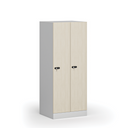 Szafa ubraniowa obniżona 2-drzwiowa, 1500 x 600 x 500 mm, demontaż, zamek mechaniczny z kodem, drzwi laminowane, brzoza