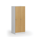 Szafa ubraniowa obniżona, 2-drzwiowa, 1500 x 600 x 500 mm, demontaż, zamek obrotowy, drzwi laminowane, buk