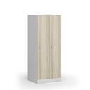 Szafa ubraniowa obniżona, 2-drzwiowa, 1500 x 600 x 500 mm, demontaż, zamek obrotowy, drzwi laminowane, dąb naturalny