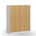 Szafa ubraniowa S1 obniżona, 2-drzwiowa, 1500 x 600 x 500 mm, demontaż, zamek cylindryczny, drzwi laminowane, dąb naturalny