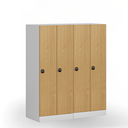 Szafa ubraniowa S1 obniżona 2-drzwiowa, 1500 x 600 x 500 mm, demontaż, zamek RFID, drzwi laminowane, drzwi laminowane, orzech