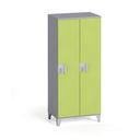 Szafa ubraniowa S4, 2-drzwiowa, 1400 x 600 x 400 mm, demontaż, zamek obrotowy, szary/zielony