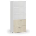 Szafa z szufladami na teczki zawieszkowe PRIMO WHITE, 800 x 420 x 1781 mm, biały/brzoza