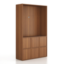 Szafka biurowa FRAME, 6x drzwi, z wnęką, 1299 x 450 x 2162 mm, PUSH-lock, orzech