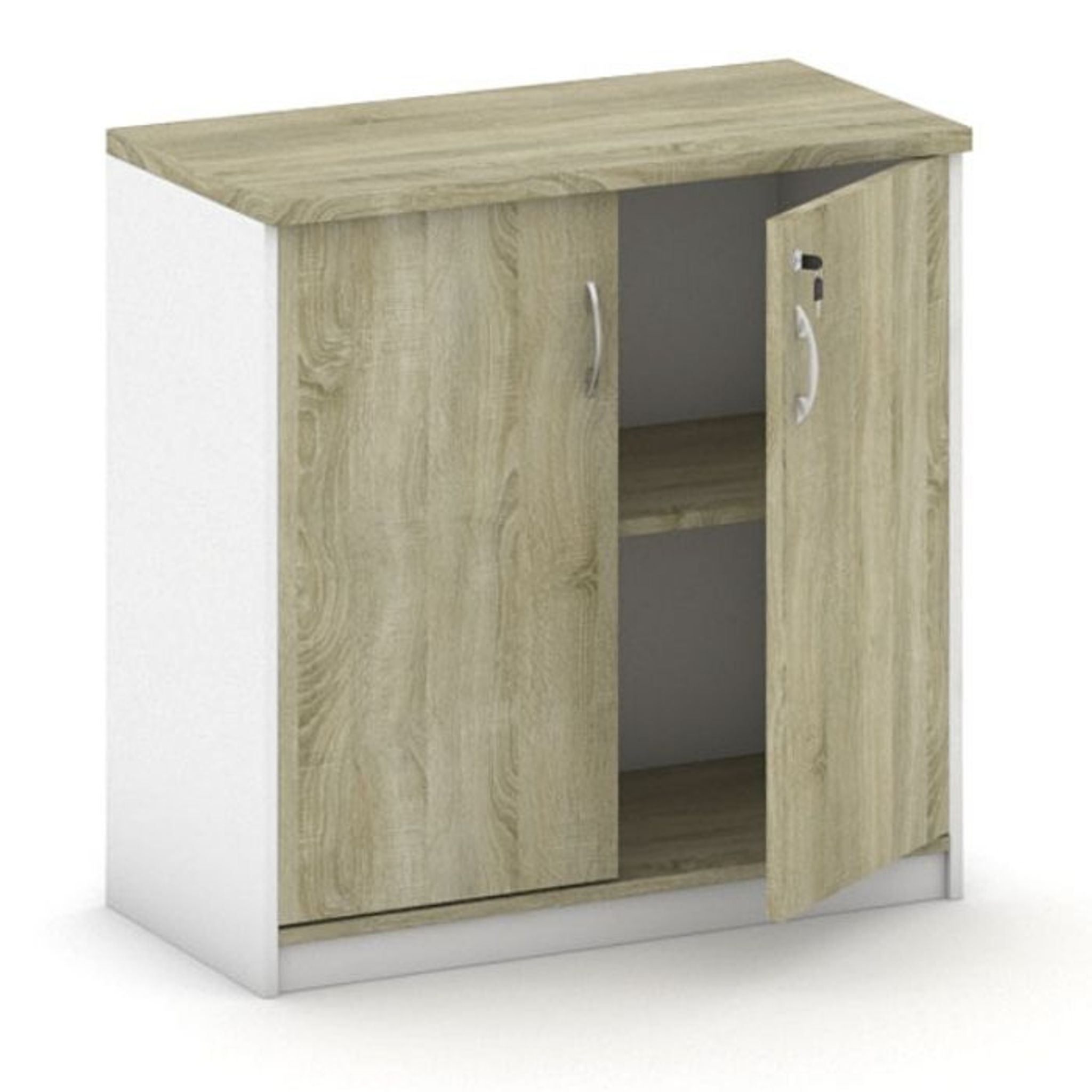 Szafka biurowa MIRELLI, 800 x 400 x 800 mm, biały/dąb sonoma