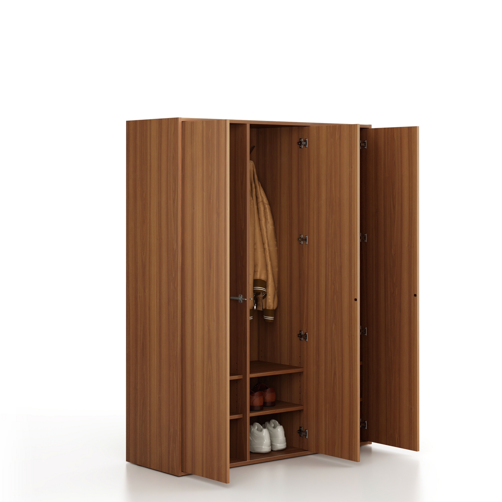 Szafka FRAME, 3 przedziały, 1299 x 450 x 1735 mm, PUSH-lock, orzech