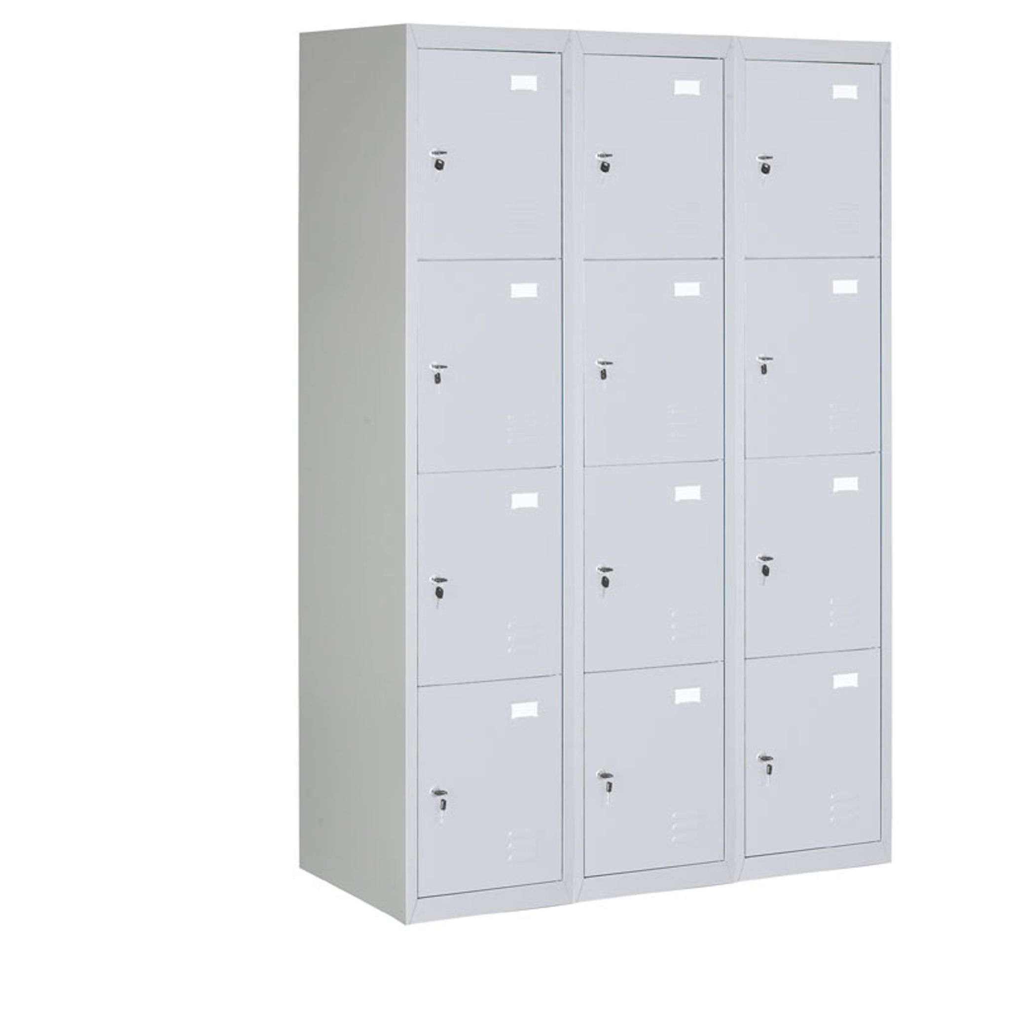 Szafka skrytkowa, 12 schowków, 1820 x 1140 x 500 mm, zamek cylindryczny, drzwi szare