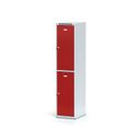 Szafka skrytkowa, 2 schowki, 1800 x 400 x 500 mm, zamek cylindryczny, drzwi czerwone