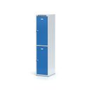 Szafka skrytkowa, 2 schowki, 1800 x 400 x 500 mm, zamek cylindryczny, drzwi niebieskie