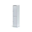 Szafka skrytkowa, 2 schowki, 1800 x 400 x 500 mm, zamek cylindryczny, drzwi szare