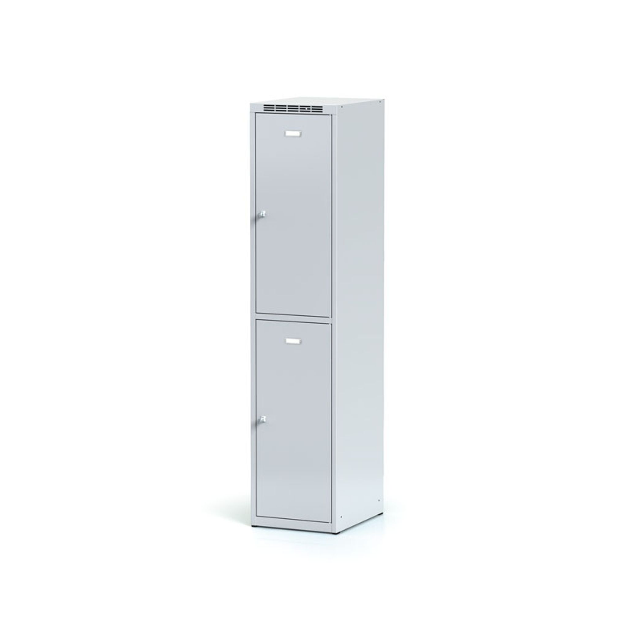 Szafka skrytkowa, 2 schowki, 1800 x 400 x 500 mm, zamek obrotowy, drzwi szare