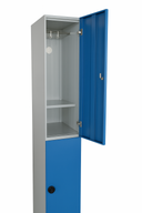 Szafka skrytkowa, 2 schowki, 1850 x 300 x 500 mm, zamek cylindryczny, drzwi niebieskie