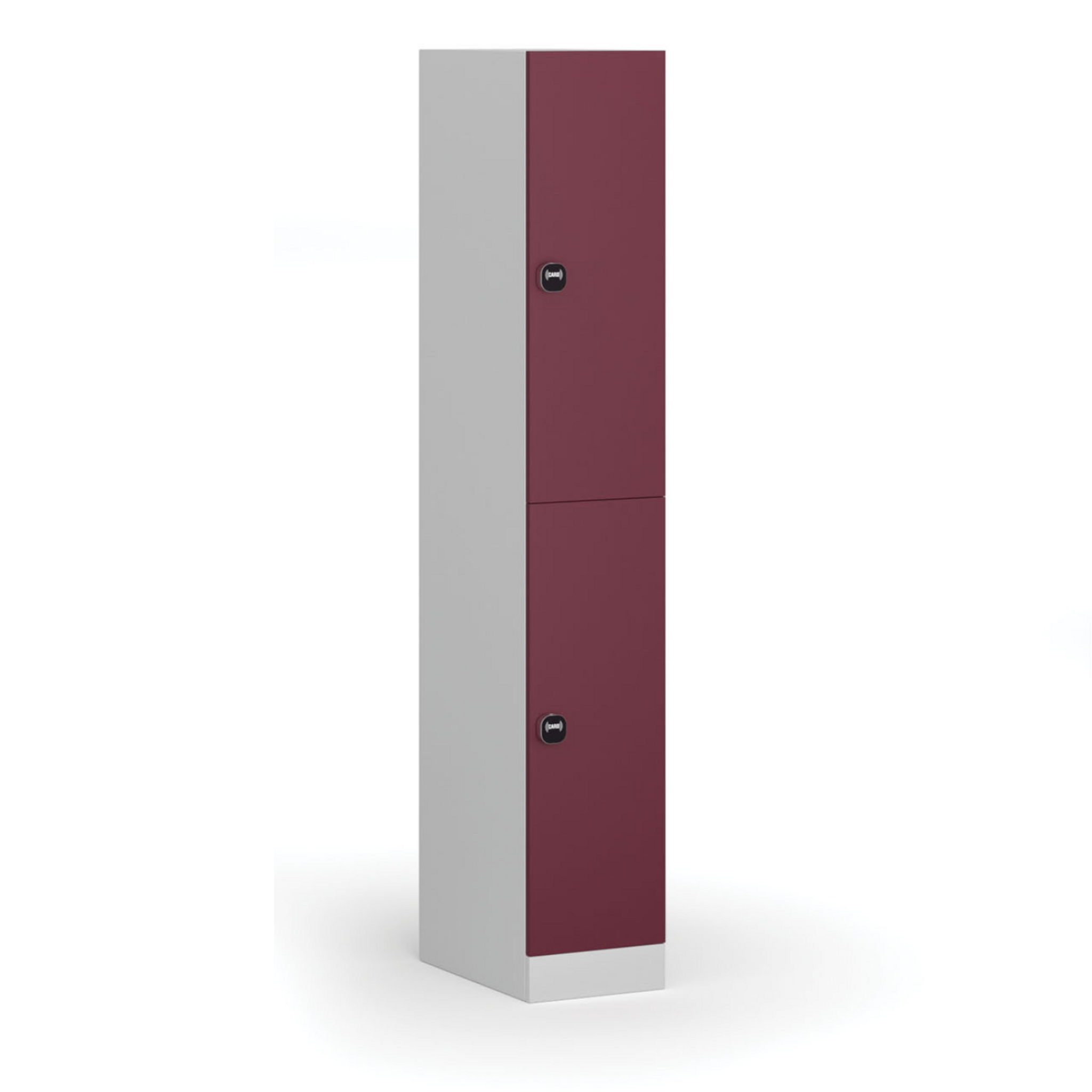 Szafka skrytkowa, 2 schowki, 1850 x 300 x 500 mm, zamek RFID, drzwi czerwone