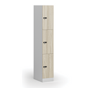 Szafka skrytkowa, 3 schowki, 1850 x 300 x 500 mm, zamek mechaniczny z kodem, drzwi laminowane, dąb naturalny