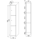 Szafka skrytkowa, 3 schowki, 1850 x 300 x 500 mm, zamek mechaniczny z kodem, drzwi laminowane, orzech