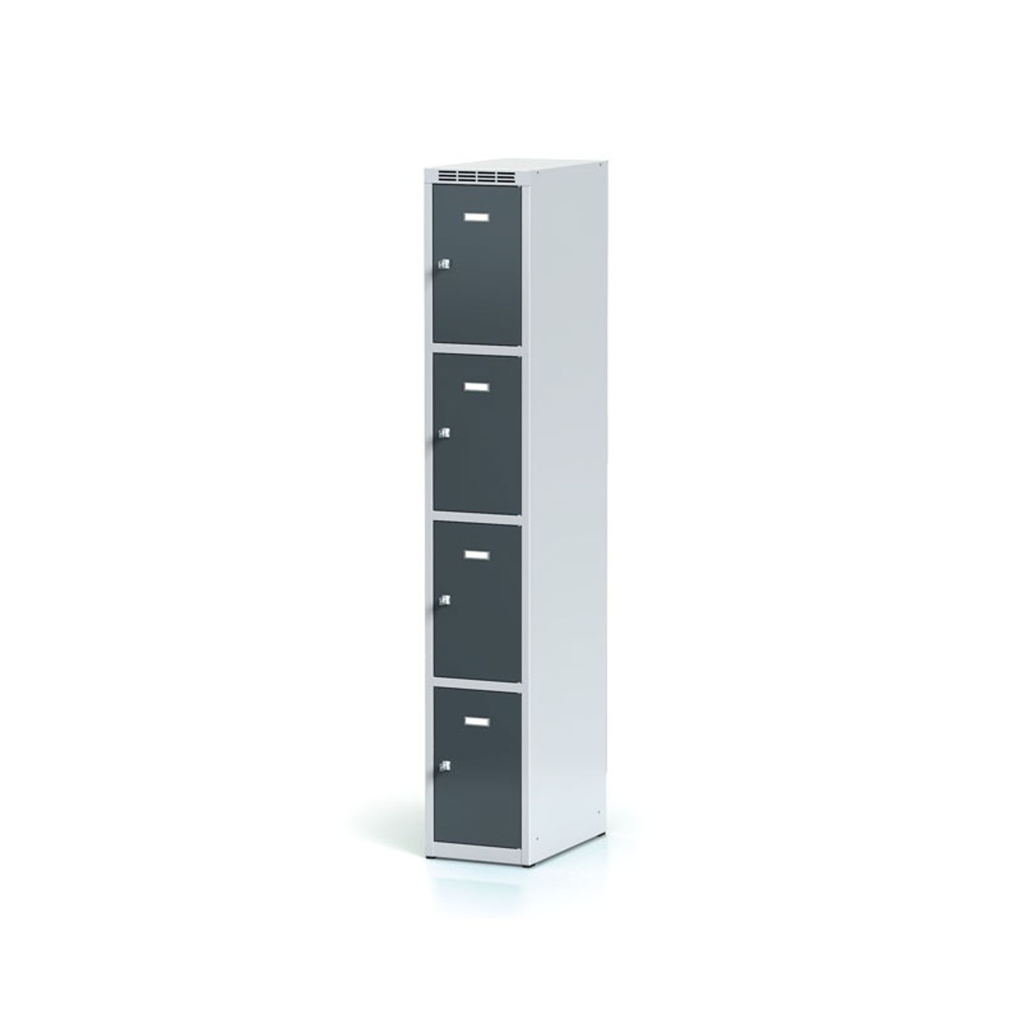 Metalowa szafka skrytkowa, 4 schowki, 1800 x 300 x 500 mm, zamek obrotowy