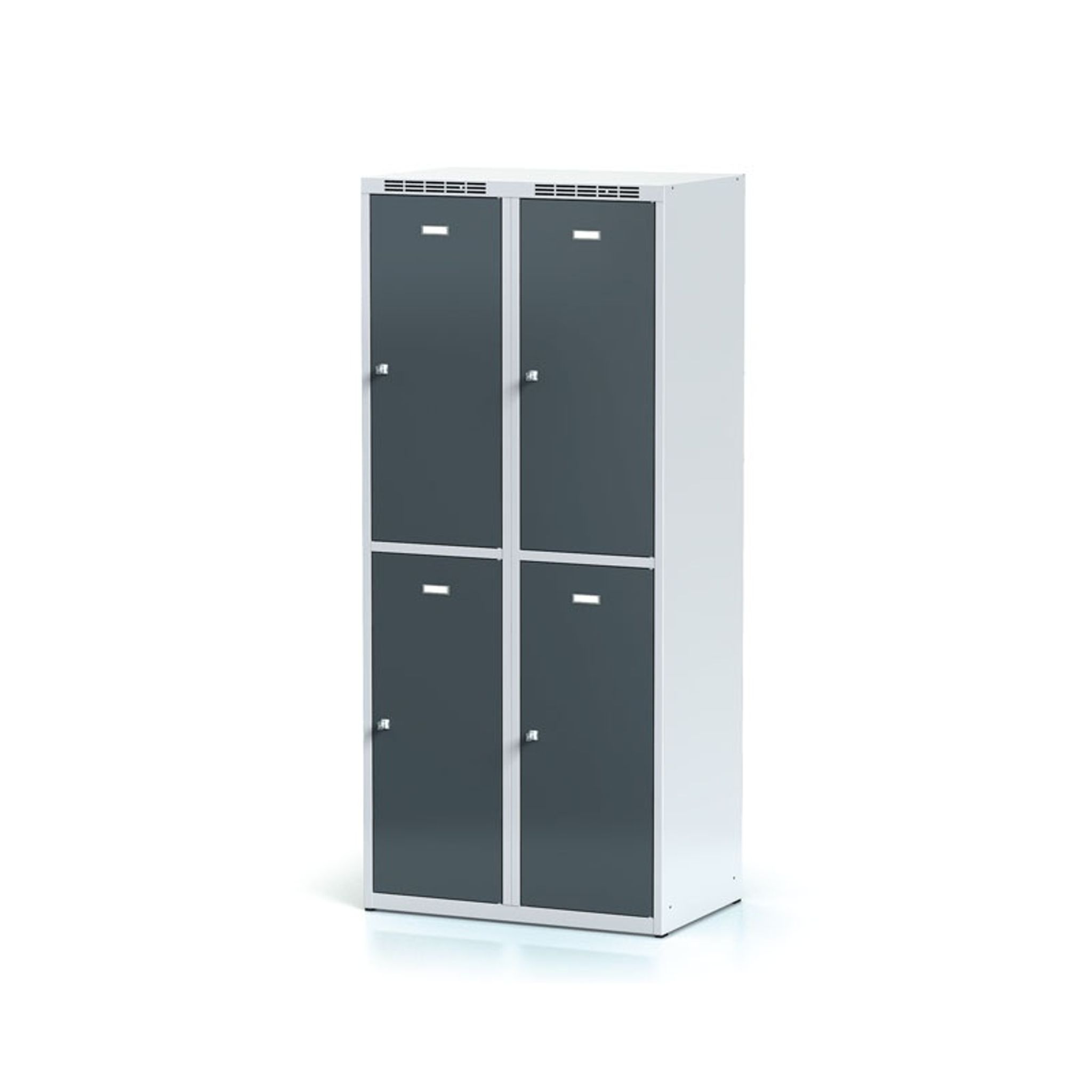 Szafka skrytkowa, 4 schowki, 1800 x 800 x 500 mm, zamek obrotowy, drzwi ciemnoszare
